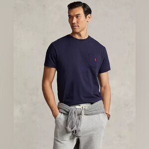 Polo Ralph Lauren Men Classic Fit Crew Neck Pocket T-Shirt Size XL Navy Red Pony
